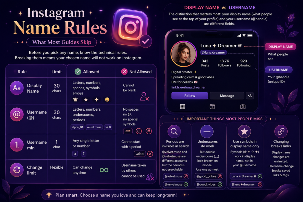 Instagram Stylish Name Rules