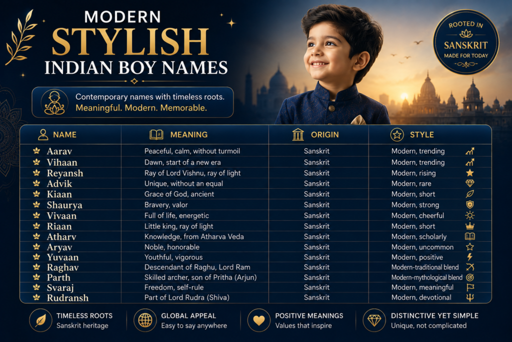 Modern Stylish Indian Boy Names