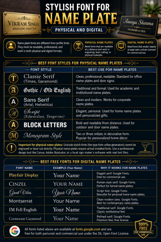 Stylish Font for Name Plate