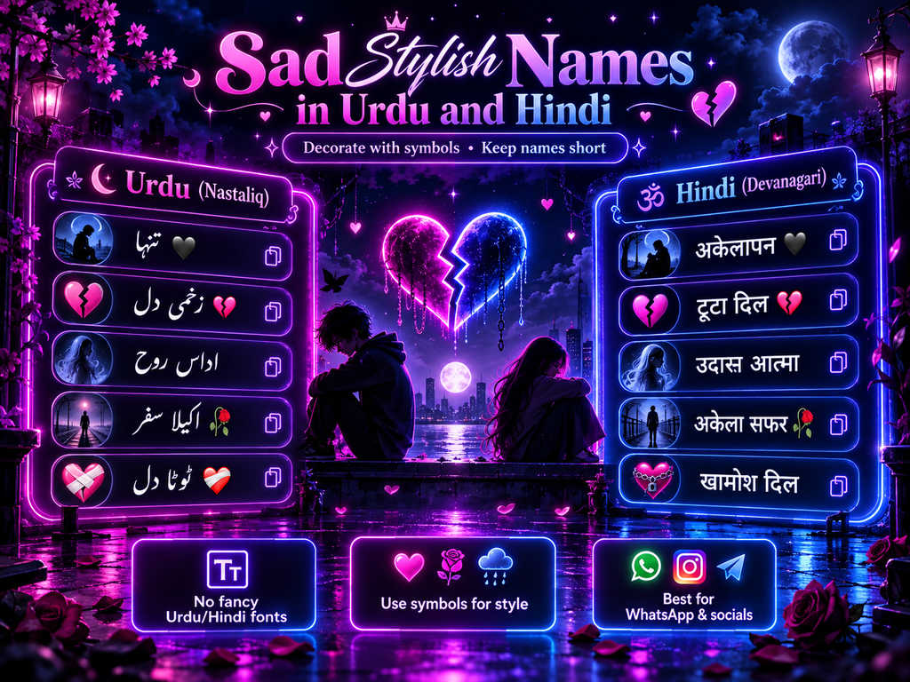 Sad Stylish Names in Urdu and Hindi