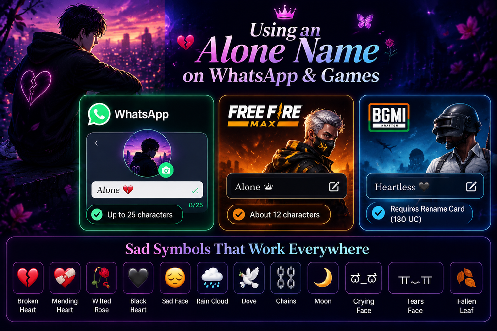  Alone Name on WhatsApp and Free Fire MAX