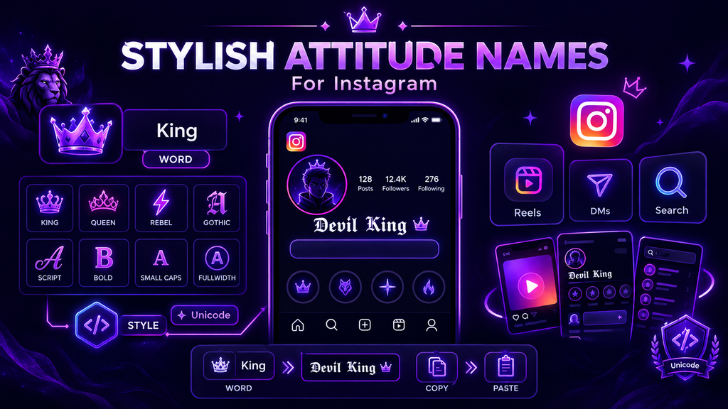 stylish attitude names for instagram